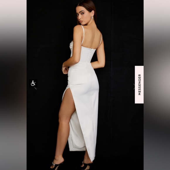 House of CB - FLORA IVORY SATIN CORSET DRESS Midi - Picture 3 of 15